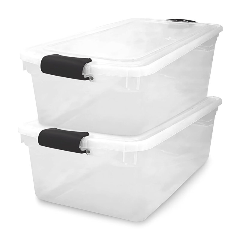 Homz Multipurpose Stackable Storage Bin with Latching Lids, 66, Gray