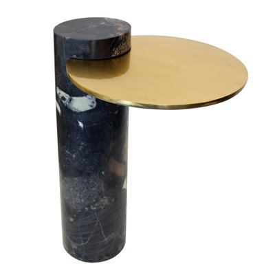 Atlas Marble Martini Accent Table - Black & Gold