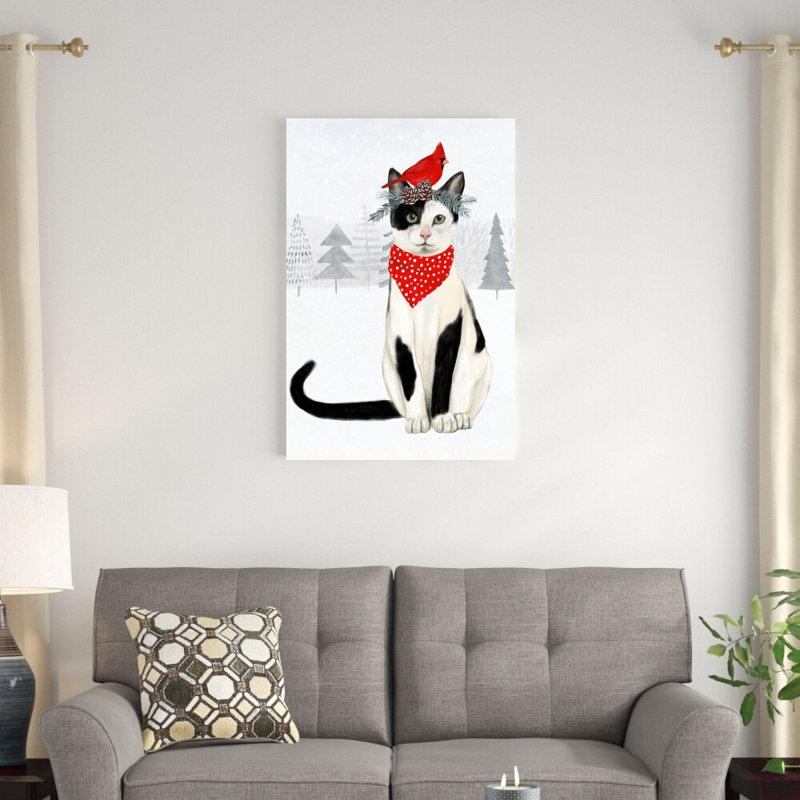 «Christmas Cats & Dogs VI» par Victoria Borges - impression sur toile tendue, H 36 po x l 24 po