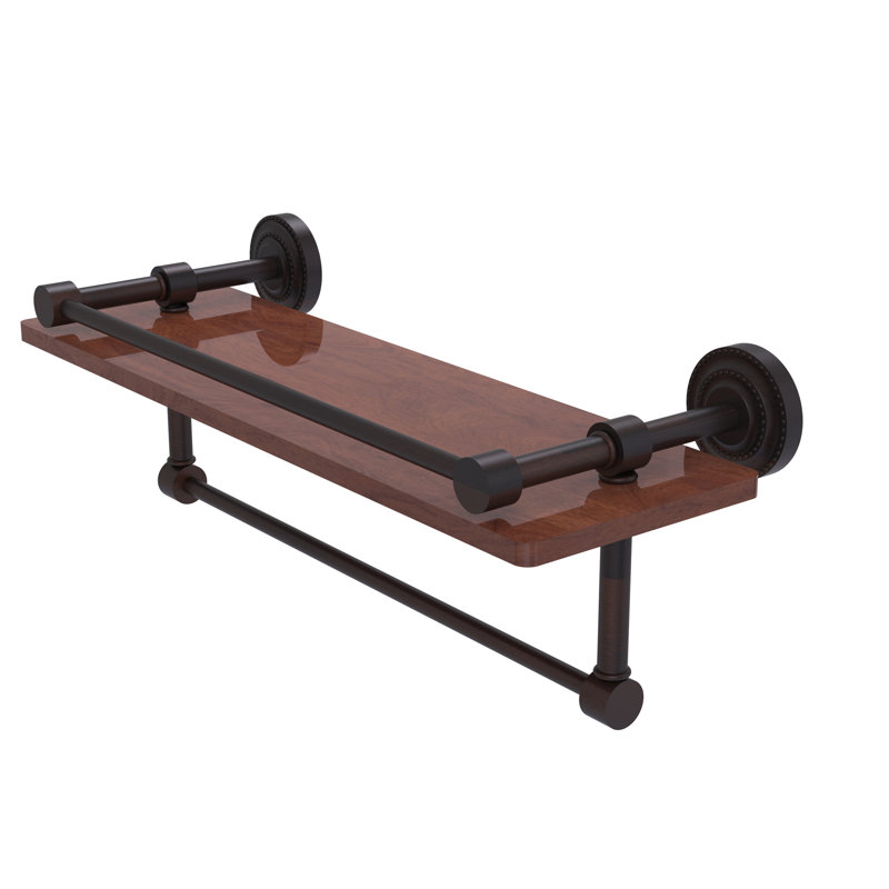 Marchmont Accent Shelf with Towel Bar, Venetian Bronze, 5" H x 16" W x 5" D