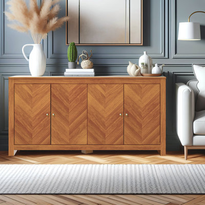 Buffet de rangement moderne à 4 portes et chevrons 58,4 po Aleshire