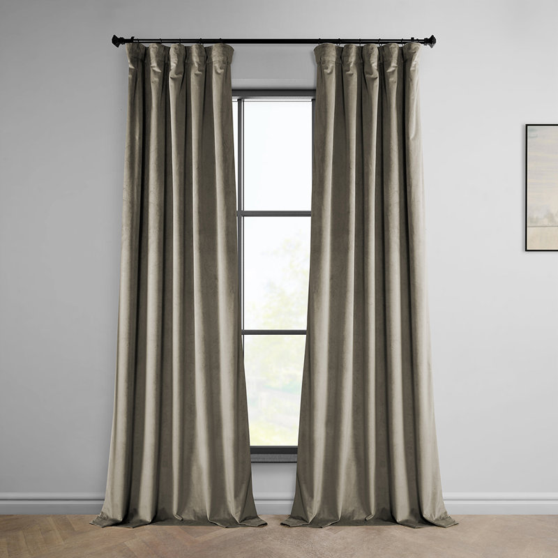 Matra Room Darkening Rod Pocket Single Curtain Panel, Gallery Taupe, 100" W x 108" L