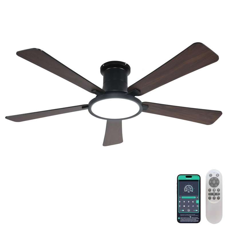Ventilateur de plafond 52 pales 52 pouces avec moteur à courant continu, plafonnier à DEL à intensité variable avec télécommande, pour chambre à coucher ou salon