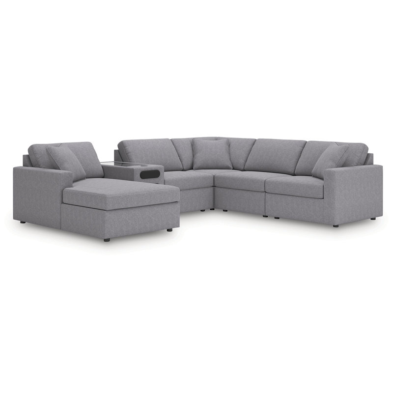 Upholstered 125 " Polyester U-Shaped Sectional, Gray Polyester