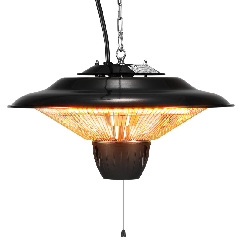 Black and Silver 1500W Electric Hanging Patio Heater