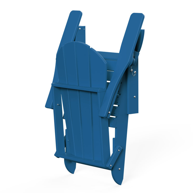 HDPE Outdoor Adirondack Foldable Chair Set Fire Pit Chair with Cup Holder, Blue