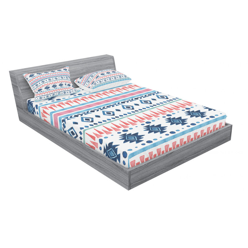 Microfiber Ikat Sheet Set, Queen Sheet Set with Fitted Sheet