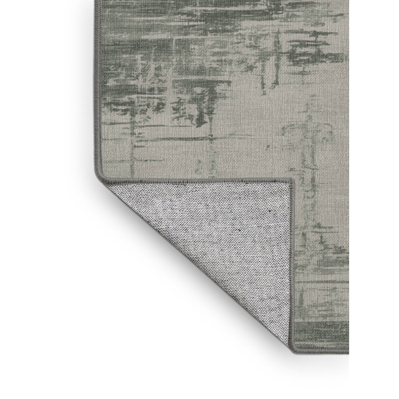 Machine Washable Abstract Gray Area Rug, Square 7'