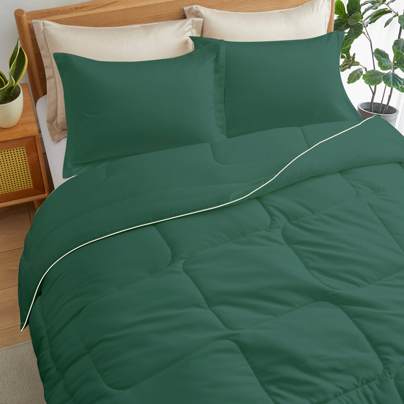 Ensemble d'édredon en microfibre 3 pièces , Édredon très grand + 2 taies décoratives très, Vert