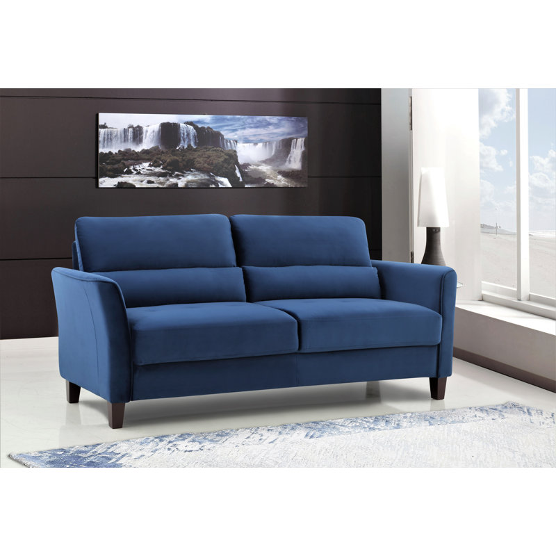 Canapé à accoudoirs évasés en velours de 77,95 po Adrielys, Bleu foncé