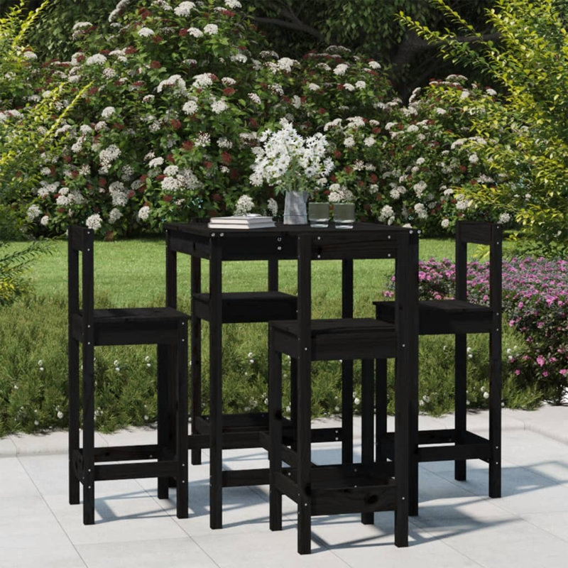 Mahie 4 - Person Patio Dining Set with Rectangular Table, Black