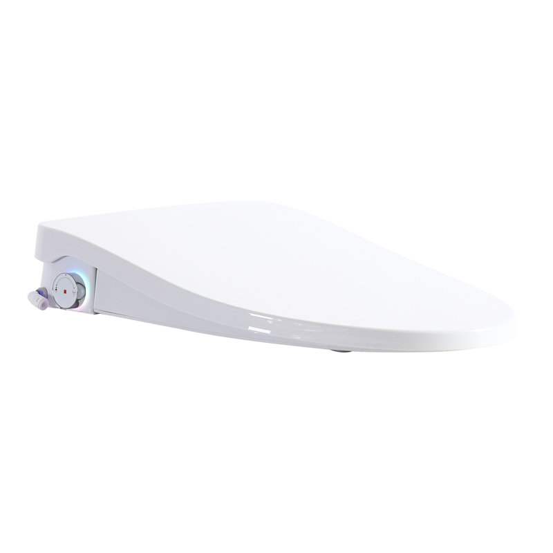 Adjustable Heated Bidet Toilet Seat - Side Knob Operation, Water Temperature And Regulation, Nozzle Self Cleaning, Four Heating Levels, Night , Suitable For Elongated Toilets In Bathroom Renovation