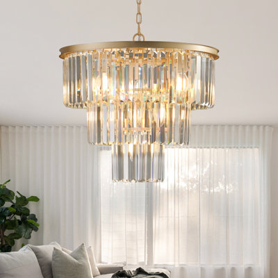 Lustre en cristal de luxe doré moderne et luxueux - solution d'éclairage élégante (ampoules non incluses)