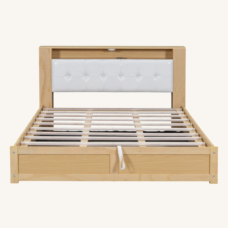Upholstered Platform Bed, Natural