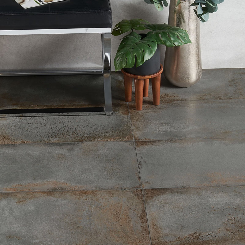 Angela Harris Flatiron 12X24 Semi-Polished Porcelain Tile, Graphite