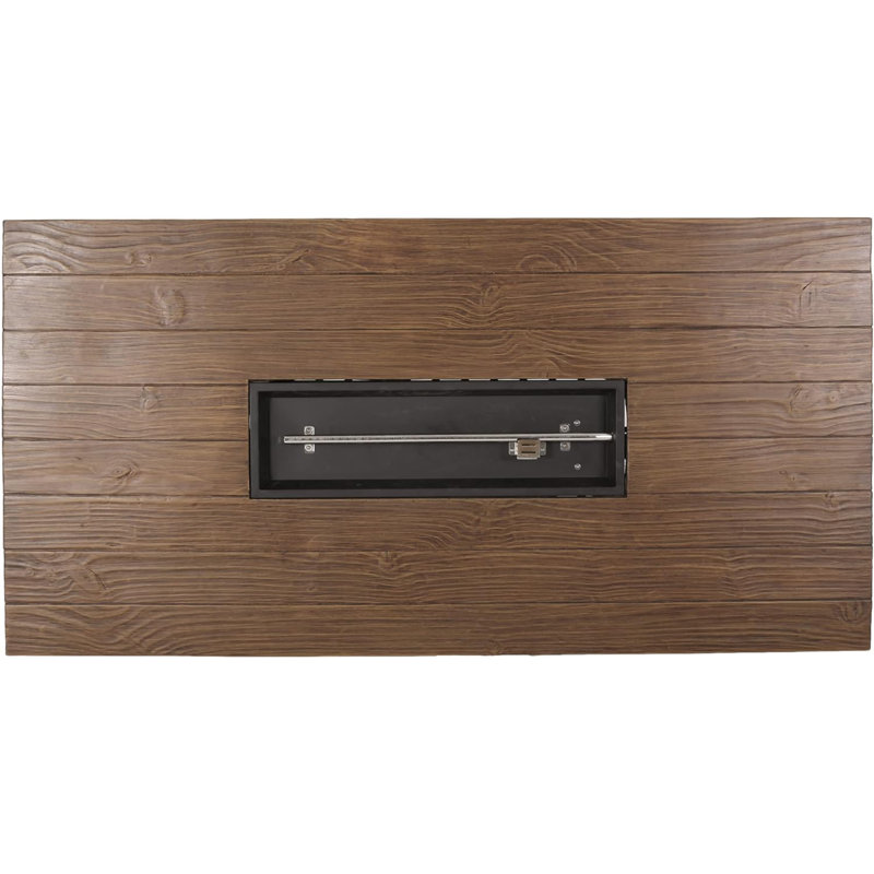 30 po H 70 po W 40 000 BTU Foyer de table d'extérieur au gaz propane à motif de béton en bois brun