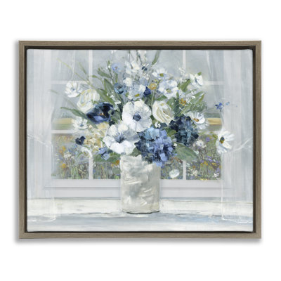 Cadre flottant bleu hortensia et anémone, design par Sally Swatland