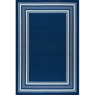 Quinnipack Dark Blue Non-Slip Area Rug
