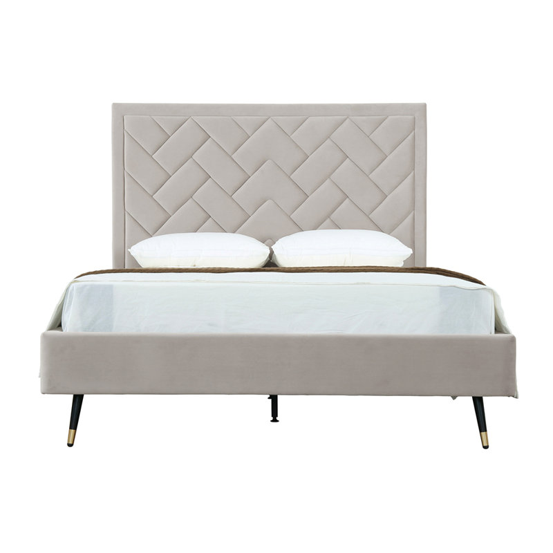 Lit plateforme en bois d'eucalyptus Crosby, Double, Brun clair