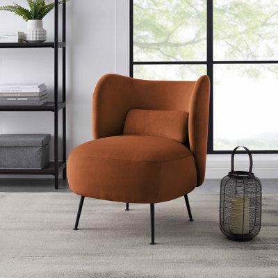 Emiline 24" W Upholstered Barrel Chair with Lumbar Pillow