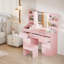 Rosse Dressing Table With 3 Colorful Light Mirror 7 Drawers and 7 Storage Shelves Makeup Desk 110cm Desktop Vanity Table-1867256082