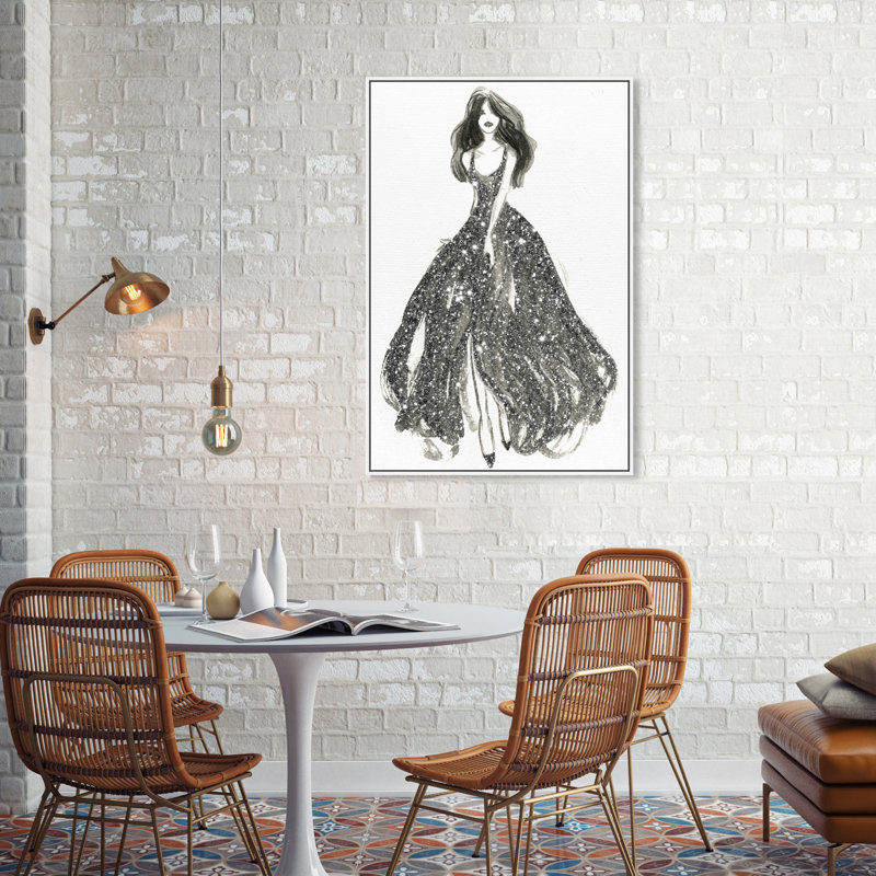 «Elegant Dress Flow II», reproduction de dessin, Toile avec cadre blanc, H 36 po x l 24 po