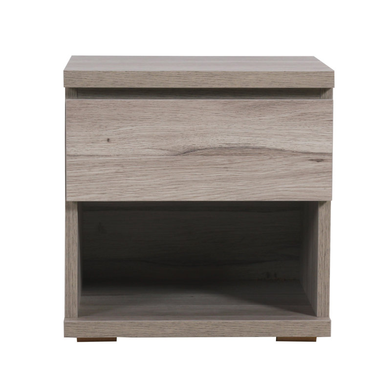 Sibley 40cm W Manufactured Wood Bedside Table, Distressed Oak