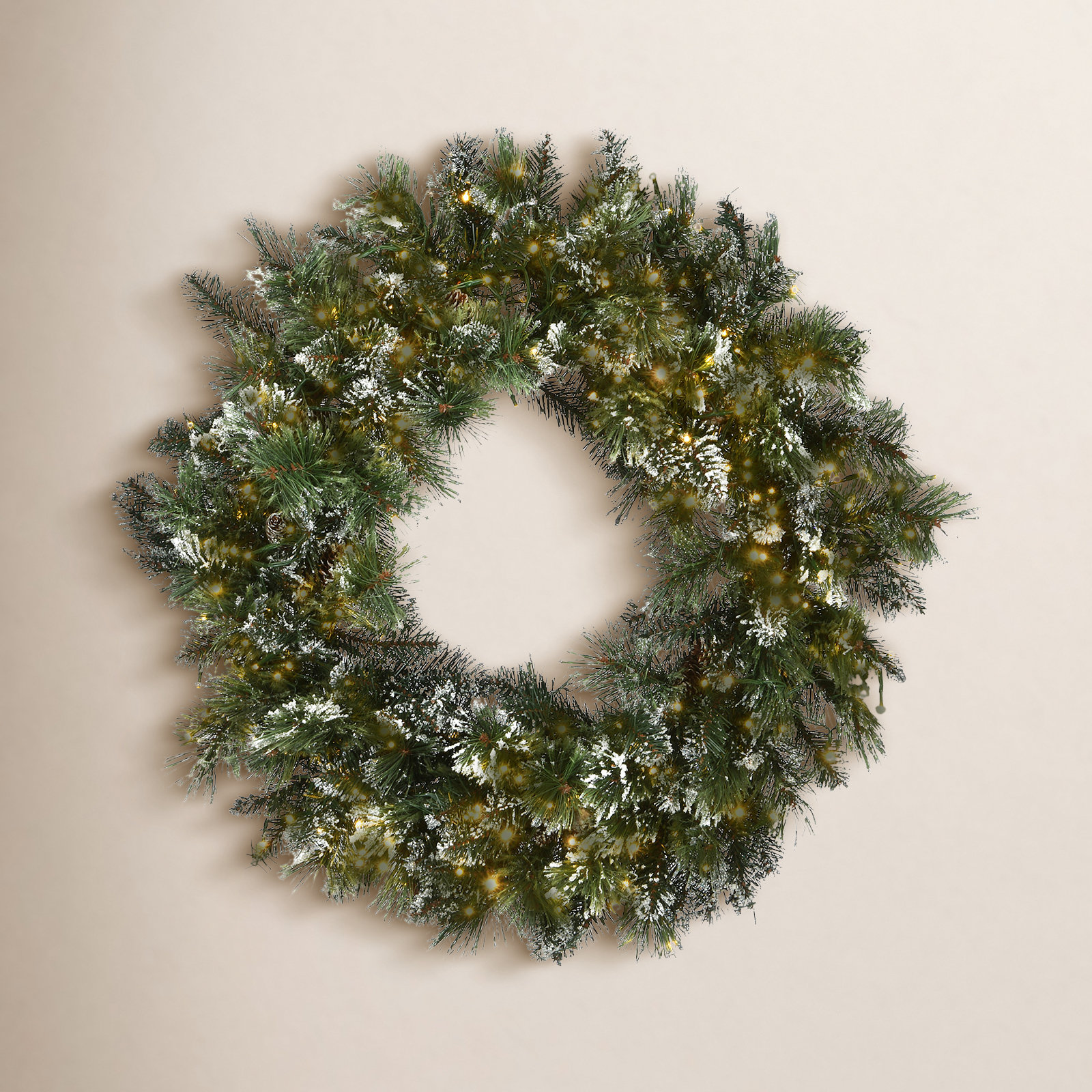 30" Bristle Pine Pre-Lit Wreath