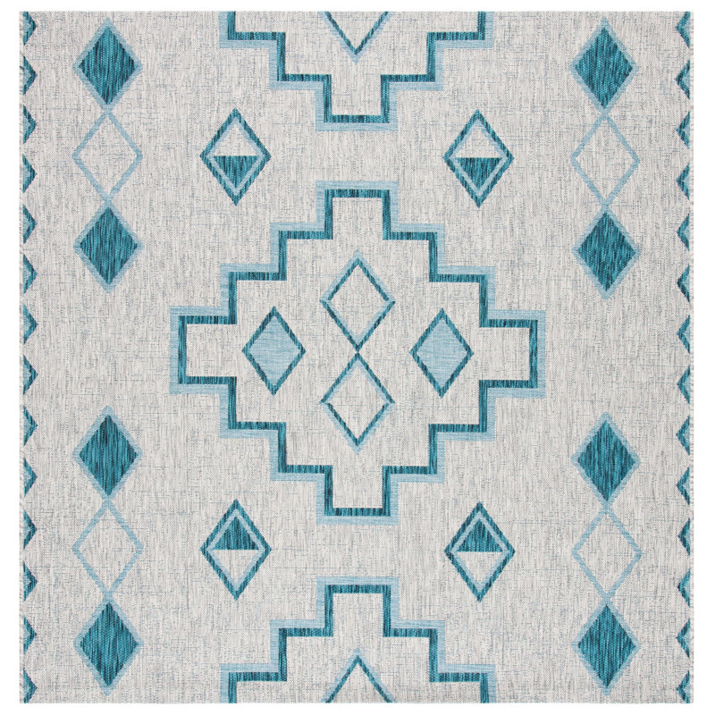 Amarien Geometric Indoor/Outdoor Area Rug, Square 6'7"