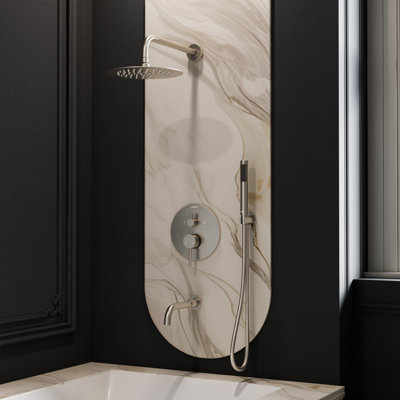 Robinet de baignoire et douche à pression équilibrée avec pomme de douche à pluie de 10 pouces Crozet (valve incluse)