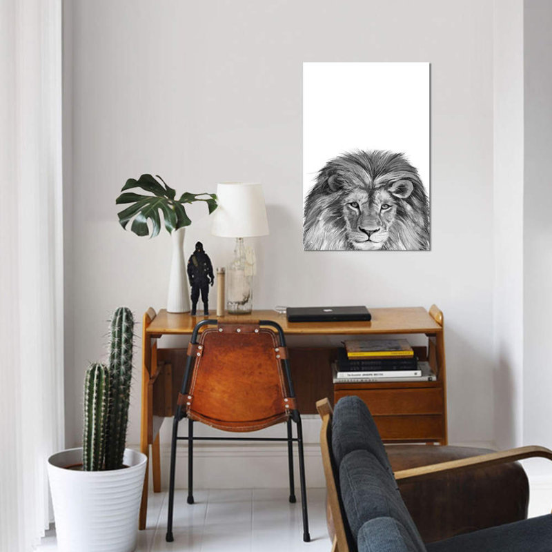 Lion par Laura Graves - reproduction d'art sur toile tendue, H 18 po x l 12 po x P 1,5 po, Toile tendue, Pas de tapis