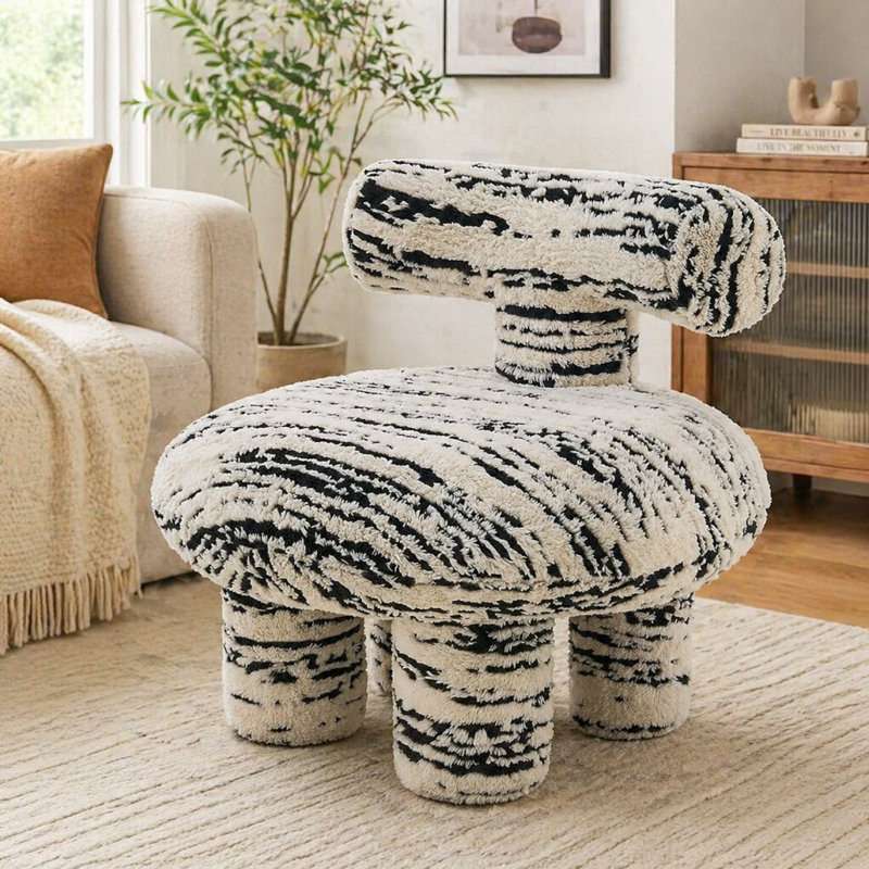 Upholstered Fleece Ottoman with Backrest and Legs