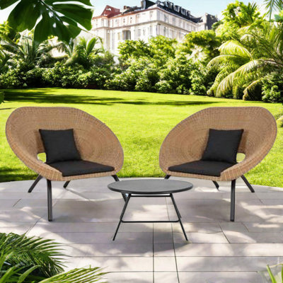 Broddi Wicker 2 - Person Patio Conversation Set with Cushions