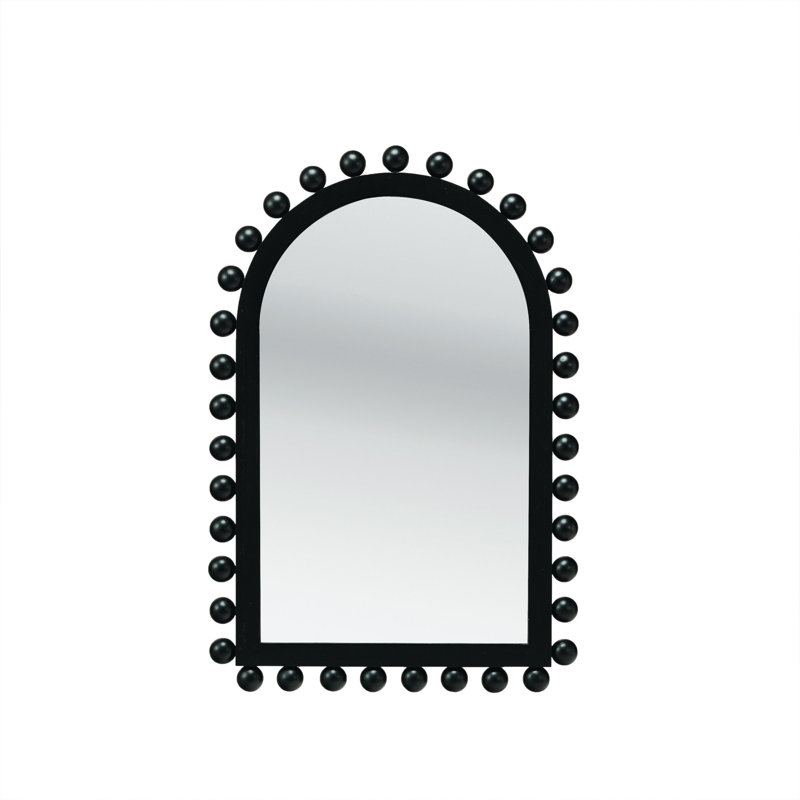 Dakota Fields Wood Ball Framed Arched Wall Mirror