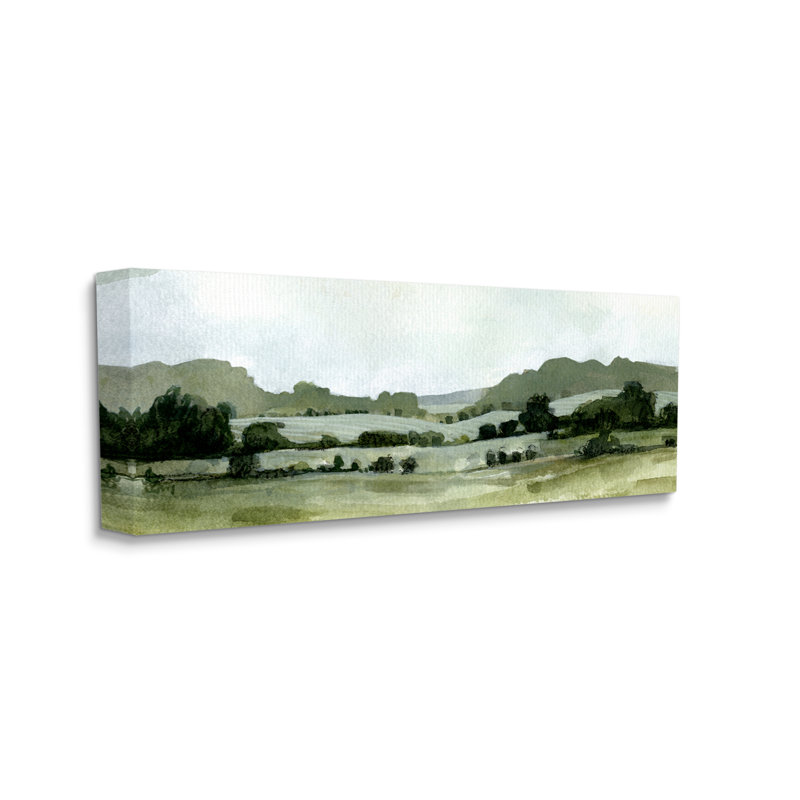 Paysage pittoresque de prairies à distance, H 13 po x l 30 po x P 1,5 po