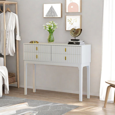 Console moderne en bois massif avec 4 tiroirs