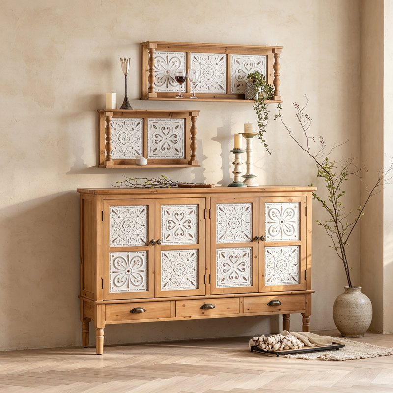 Retro Fir Solid Wood Sideboard
