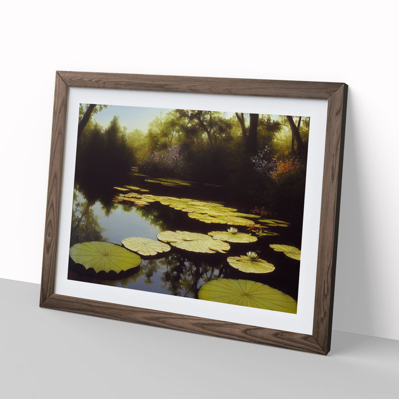 Spectacular Water Lily Pond - Framed Print, 34cm H x 46cm W x 2cm D, Walnut
