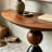 Simple semi-circular solid wood console table