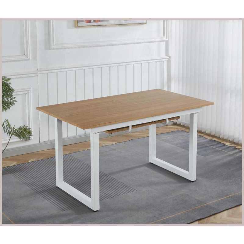 Table basse blanche extensible pour le salon, plateau en panneau de fibres à densité moyenne facile à nettoyer et amp; Pieds en métal stables