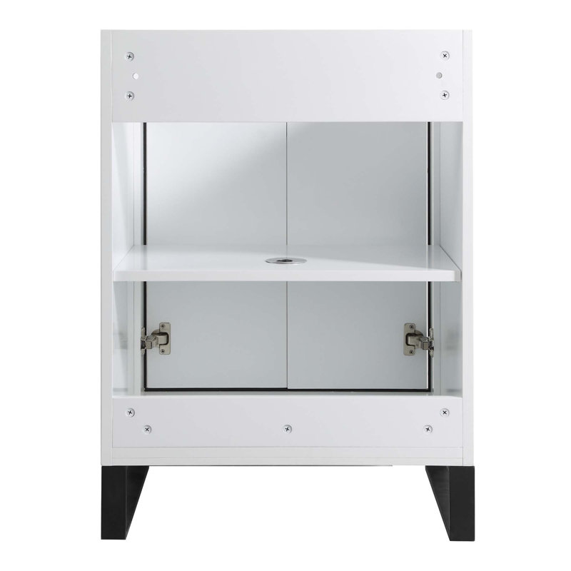 24'' Single Bathroom Vanity Set, Matte Black, White