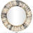Gray Teak Wood Wall Mirror with Coiled Frame