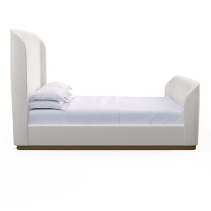Barrow Upholstered Wingback Bed, California King, Plush Velvet Silver Streak, Weathered