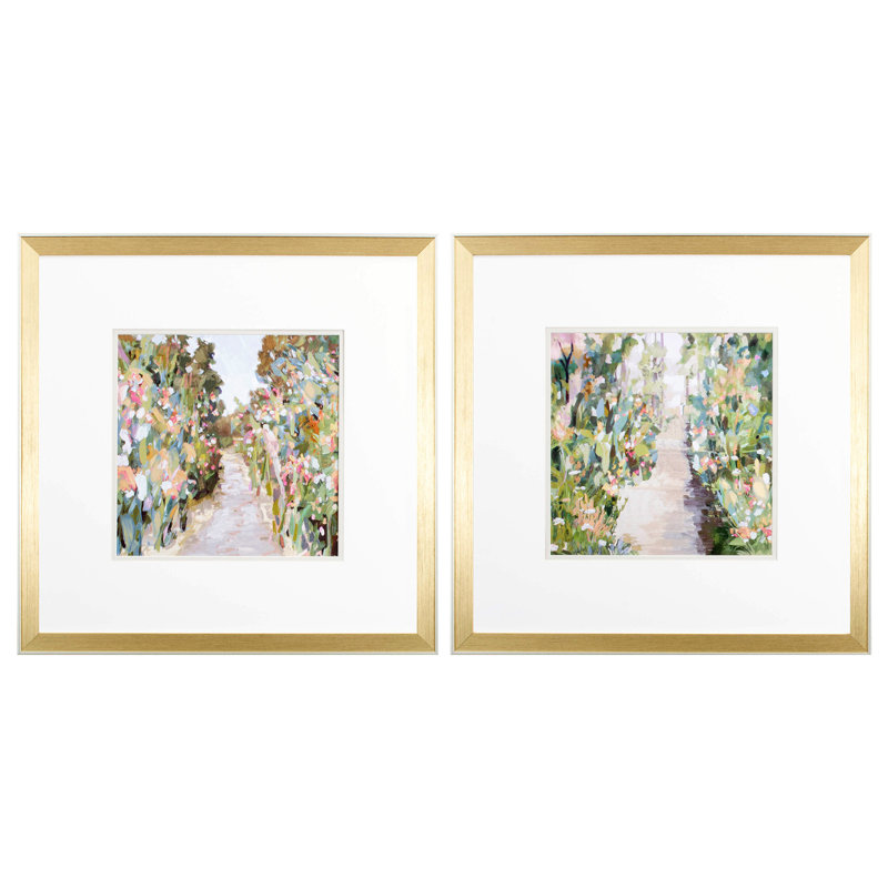 Flower Garden Path - ensemble de 2 peintures encadrées