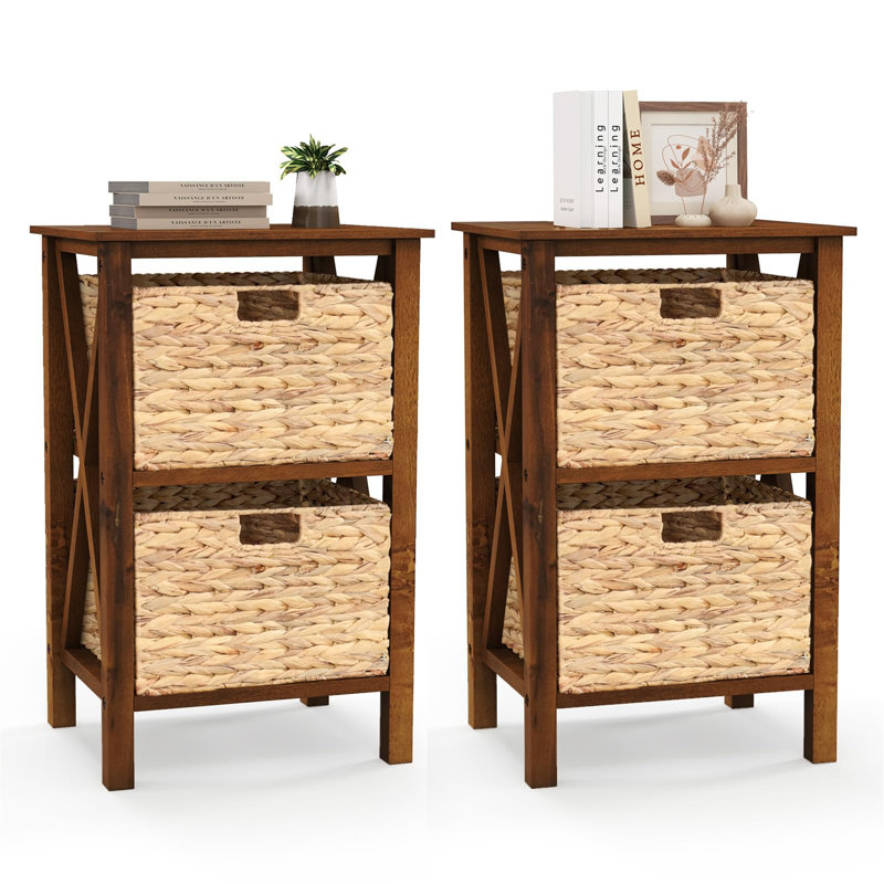 Darielle Metal Bedside Table, Brown