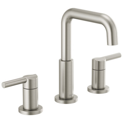 Nicoli Brushed Nickel Faucet 3 Hole, 8 Inch Widespread 2-Handle Bathroom Sink Faucet for Vanity, Push-Pop Drain Assembly, Stainless