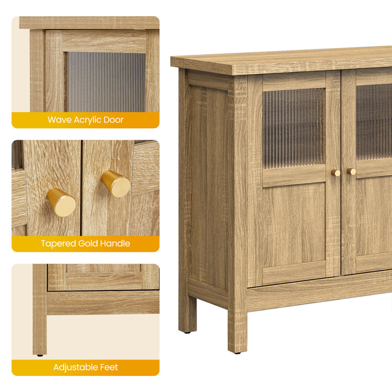 4-Door Storage Cabinet With Adjustable Shelves, Brown