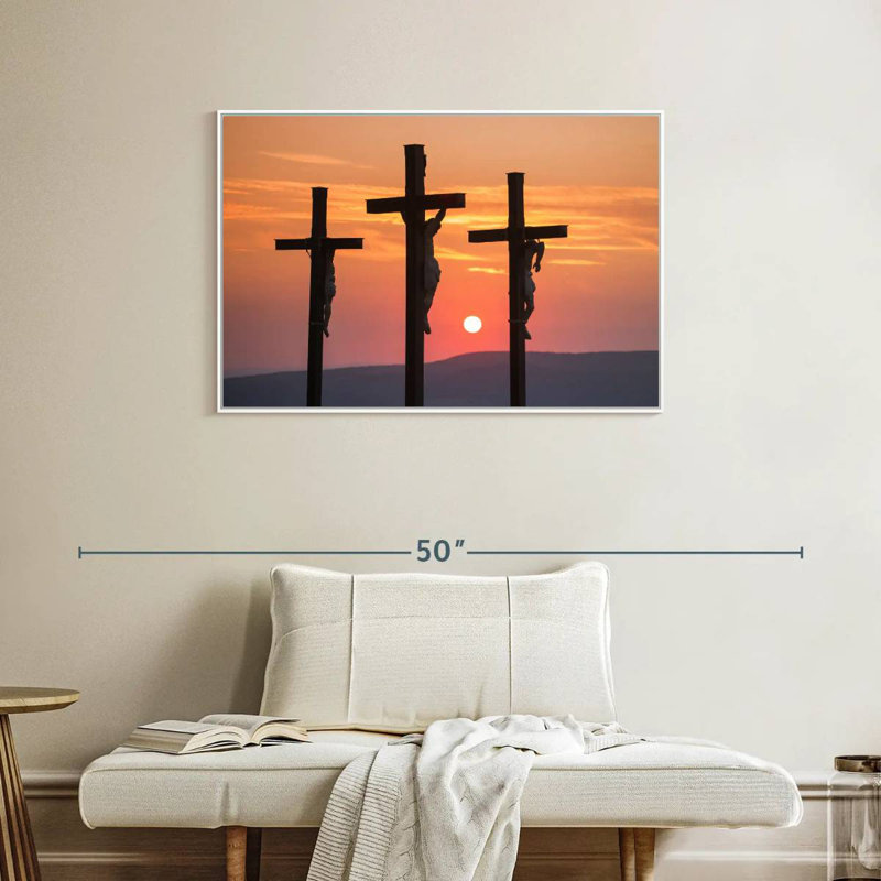 Christ crucifié, Cadre flottant blanc, 37 po x 25 po