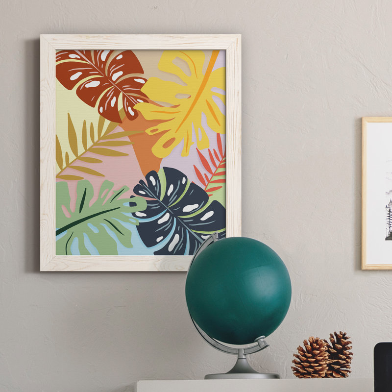 «Tropical Foliage II», peinture sur toile encadrée, Cadre blanc, H 20 po x l 17 po x P 1,5 po