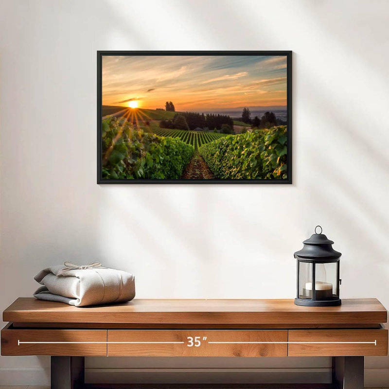 Willamette Vineyard, 19 po x 13 po, Cadre flottant noir